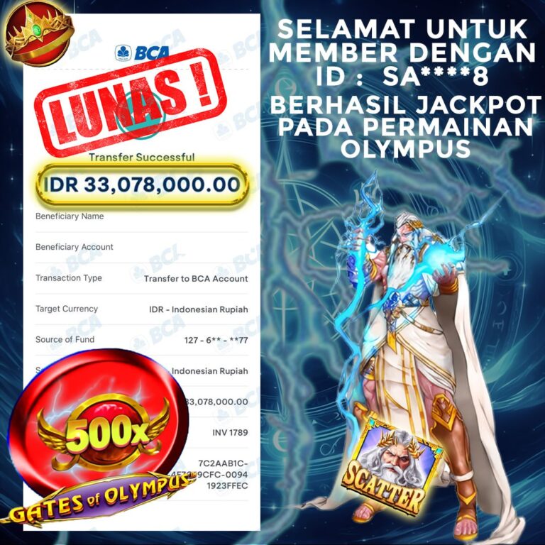 Bukti JP GATES OF OLYMPUS SAHARA888 16 September 2024 Rp 33.078.000.00, – LUNAS